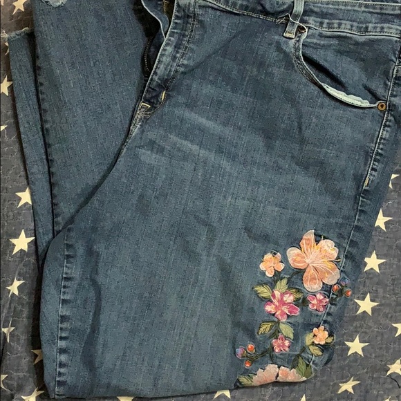 lane bryant embroidered jeans